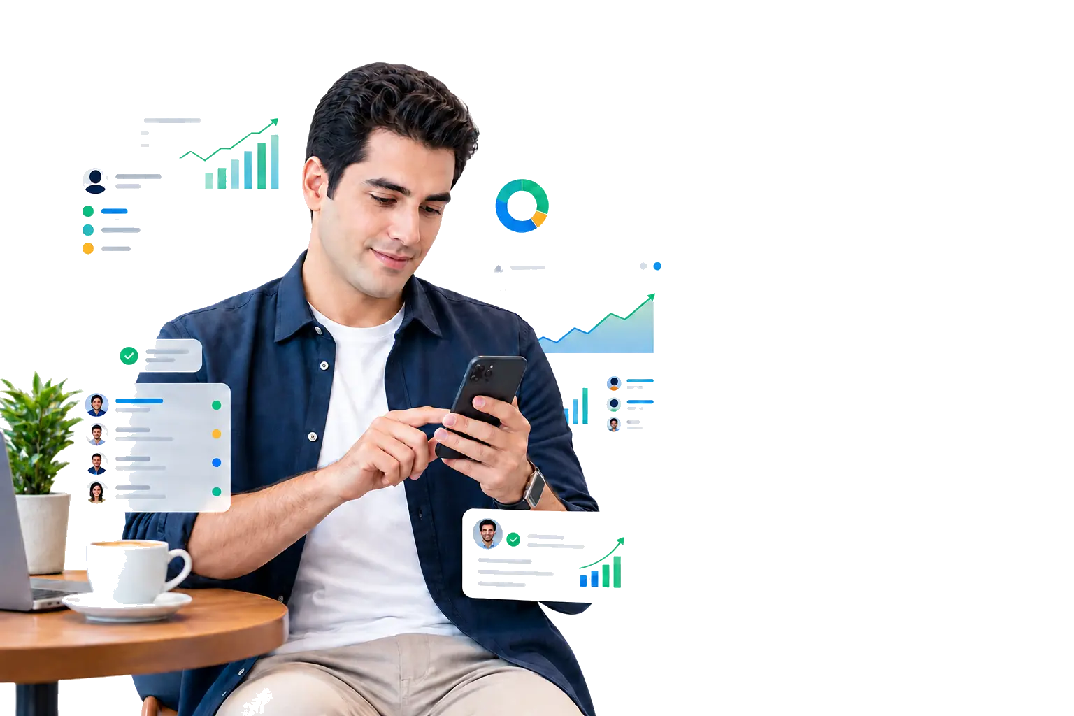 مدیر کسب و کار در حال استفاده از باشگاه مشتریان و CRM هوشمند ماپرا
