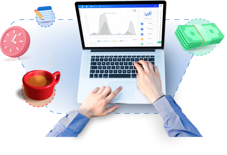 نرم افزار ابری فروش ماپرا روی موبایل و صندوق فروشگاهی